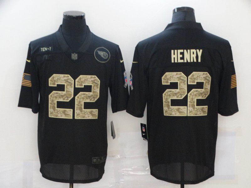 Men Tennessee Titans 22 Henry Black camo Lettering 2020 Nike NFL Jersey